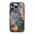 iPhone 15 Pro Max Wood+Resin Phone Case - Micheal (Teal & Gold, 665346) For Discount