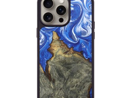 iPhone 15 Pro Max Wood+Resin Phone Case - Kailey (Blue, 662214) For Cheap