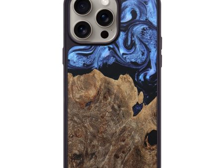 iPhone 15 Pro Max Wood+Resin Phone Case - June (Blue, 663362) Discount