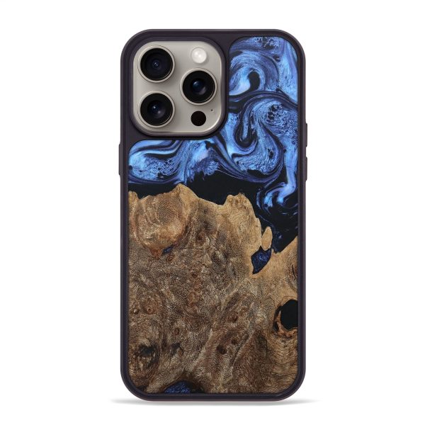 iPhone 15 Pro Max Wood+Resin Phone Case - June (Blue, 663362) Discount