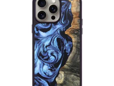 iPhone 15 Pro Max Wood+Resin Phone Case - Courtney (Blue, 663235) For Cheap