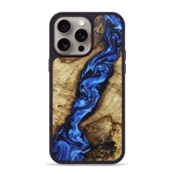 iPhone 15 Pro Max Wood+Resin Phone Case - Jase (Blue, 662706) Hot on Sale