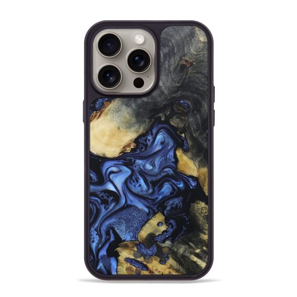 iPhone 15 Pro Max Wood+Resin Phone Case - Jenna (Blue, 666078) Fashion