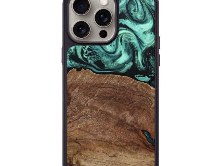 iPhone 15 Pro Max Wood+Resin Phone Case - Mikaela (Green, 663609) Discount