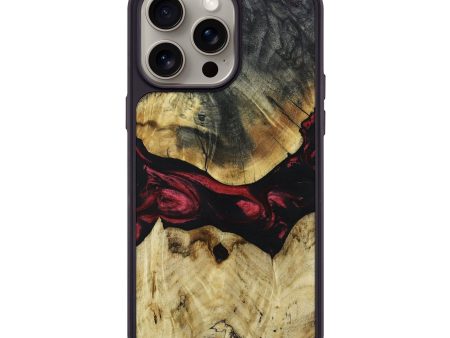 iPhone 15 Pro Max Wood+Resin Phone Case - Solomon (Red, 661995) Online now