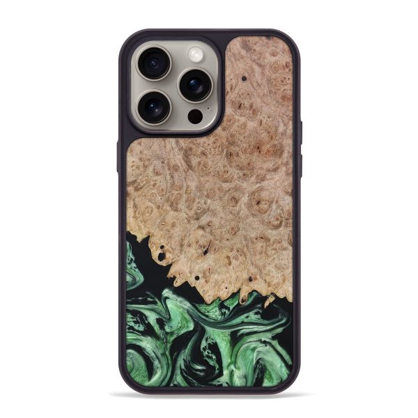 iPhone 15 Pro Max Wood+Resin Phone Case - Jax (Green, 663377) on Sale