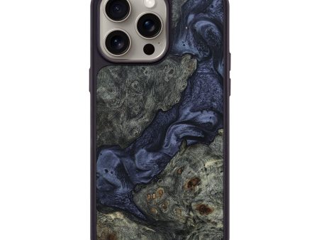 iPhone 15 Pro Max Wood+Resin Phone Case - Maxine (Pure Black, 661943) For Sale