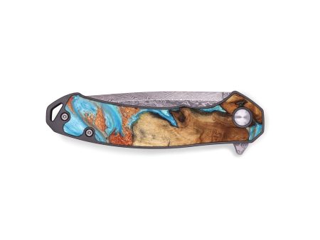 EDC Wood+Resin Pocket Knife - Bradley (Teal & Gold, 665617) Cheap