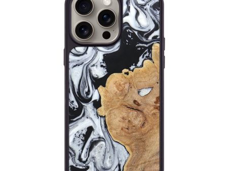 iPhone 15 Pro Max Wood+Resin Phone Case - Kody (Black & White, 666040) Online Sale