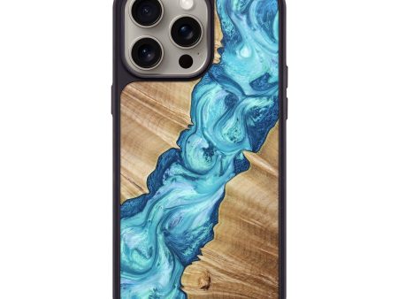 iPhone 15 Pro Max Wood+Resin Phone Case - Amber (Blue, 664024) Online Hot Sale