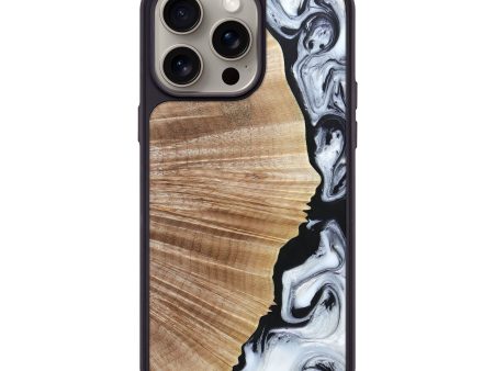 iPhone 15 Pro Max Wood+Resin Phone Case - Briella (Black & White, 664701) Online Hot Sale