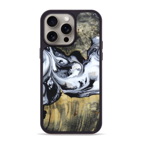 iPhone 15 Pro Max Wood+Resin Phone Case - Joseph (Black & White, 661012) Online