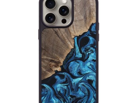 iPhone 15 Pro Max Wood+Resin Phone Case - Melba (Blue, 664996) on Sale