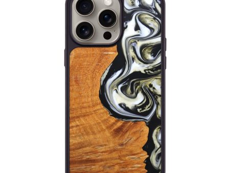 iPhone 15 Pro Max Wood+Resin Phone Case - Colt (Black & White, 665802) For Discount