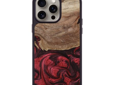 iPhone 15 Pro Max Wood+Resin Phone Case - Ethel (Red, 661996) Discount