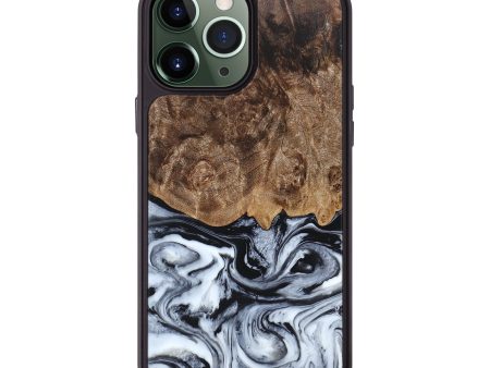 iPhone 13 Pro Max Wood+Resin Phone Case - Pauline (Black & White, 663722) Online Sale