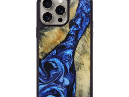 iPhone 15 Pro Max Wood+Resin Phone Case - Millie (Blue, 664182) For Discount