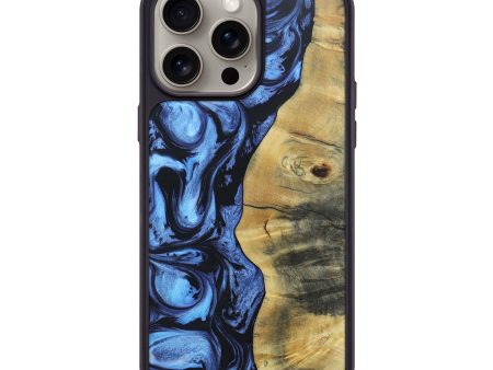 iPhone 15 Pro Max Wood+Resin Phone Case - Quentin (Blue, 663192) Hot on Sale