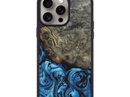 iPhone 15 Pro Max Wood+Resin Phone Case - Justin (Blue, 663231) Supply