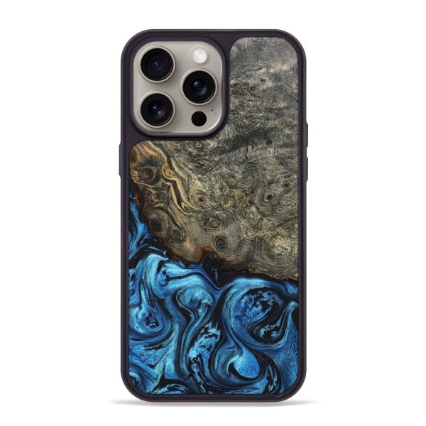 iPhone 15 Pro Max Wood+Resin Phone Case - Justin (Blue, 663231) Supply