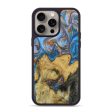 iPhone 15 Pro Max Wood+Resin Phone Case - Lakisha (Teal & Gold, 664780) For Sale