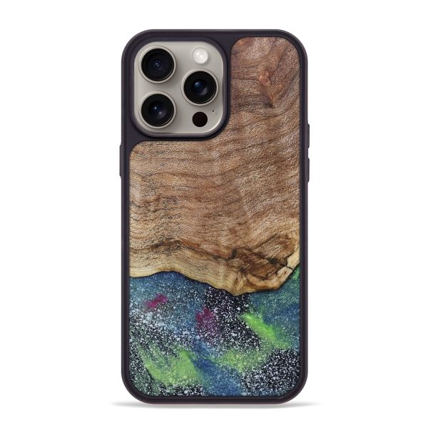 iPhone 15 Pro Max Wood+Resin Phone Case - Stephen (Cosmos, 663807) For Sale