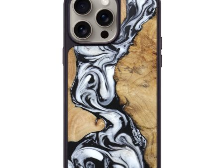 iPhone 15 Pro Max Wood+Resin Phone Case - Desiree (Black & White, 661467) Online Hot Sale