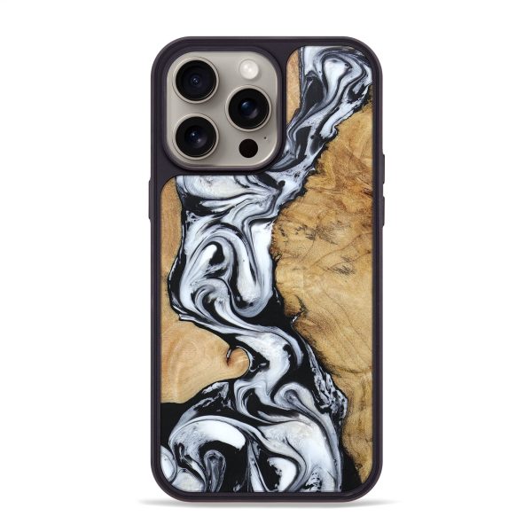 iPhone 15 Pro Max Wood+Resin Phone Case - Desiree (Black & White, 661467) Online Hot Sale