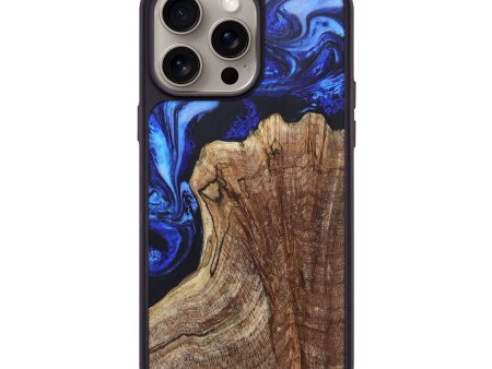 iPhone 15 Pro Max Wood+Resin Phone Case - Rebecca (Blue, 666245) Cheap