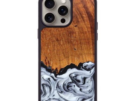 iPhone 15 Pro Max Wood+Resin Phone Case - Darla (Black & White, 663748) on Sale