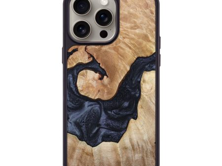 iPhone 15 Pro Max Wood+Resin Phone Case - Francine (Pure Black, 665927) Online now