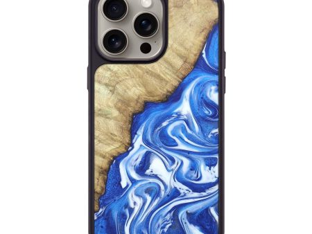 iPhone 15 Pro Max Wood+Resin Phone Case - Hallie (Blue, 662193) For Cheap