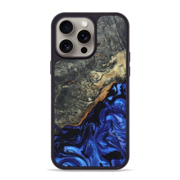 iPhone 15 Pro Max Wood+Resin Phone Case - Francisco (Blue, 662701) Online Sale