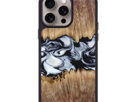 iPhone 15 Pro Max Wood+Resin Phone Case - Dulce (Black & White, 664687) For Sale