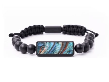 Onyx Bead Wood+Resin Bracelet - Jadyn (Teal & Gold, 664552) on Sale