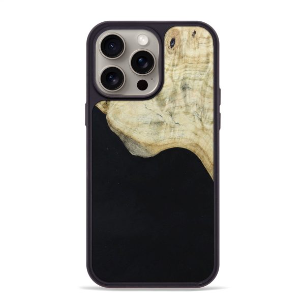 iPhone 15 Pro Max Wood+Resin Phone Case - Janine (Pure Black, 664197) Cheap