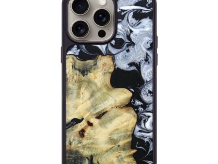 iPhone 15 Pro Max Wood+Resin Phone Case - Marcos (Black & White, 661473) Discount