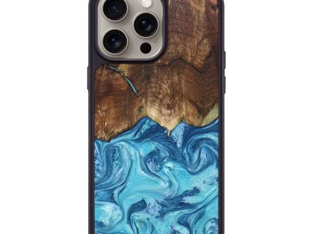 iPhone 15 Pro Max Wood+Resin Phone Case - Deloris (Blue, 665561) Online Sale