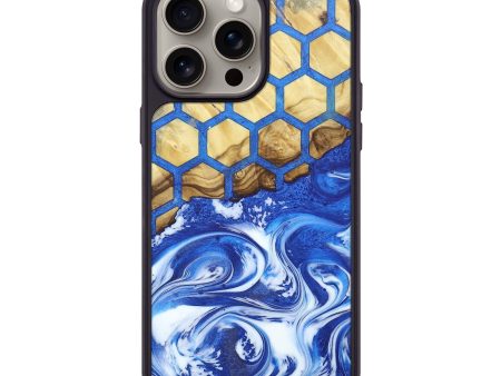 iPhone 15 Pro Max Wood+Resin Phone Case - Makenzie (Blue, 662194) Supply