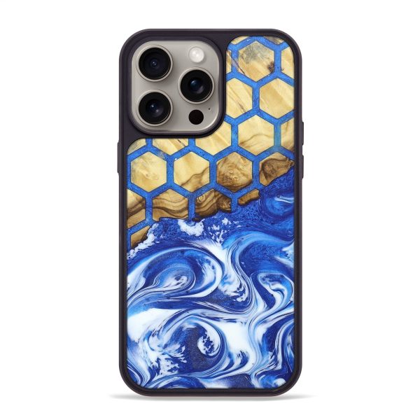 iPhone 15 Pro Max Wood+Resin Phone Case - Makenzie (Blue, 662194) Supply