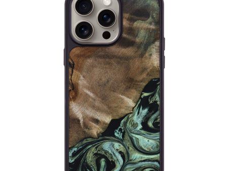 iPhone 15 Pro Max Wood+Resin Phone Case - Diane (Green, 664233) Fashion