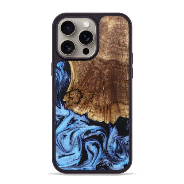 iPhone 15 Pro Max Wood+Resin Phone Case - Jordyn (Blue, 666073) Online Sale