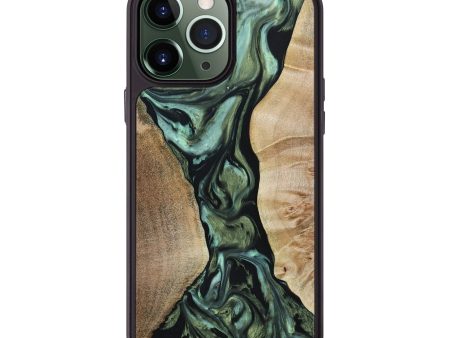 iPhone 13 Pro Max Wood+Resin Phone Case - Jaelyn (Green, 664224) Cheap