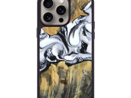 iPhone 15 Pro Max Wood+Resin Phone Case - Josie (Black & White, 661020) Discount