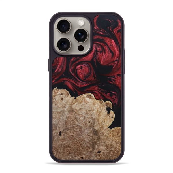 iPhone 15 Pro Max Wood+Resin Phone Case - Kaitlyn (Red, 661977) Discount