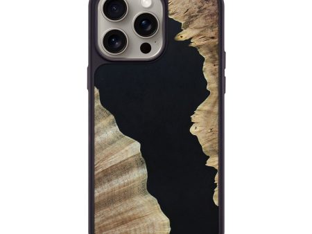 iPhone 15 Pro Max Wood+Resin Phone Case - Danna (Pure Black, 664205) For Sale