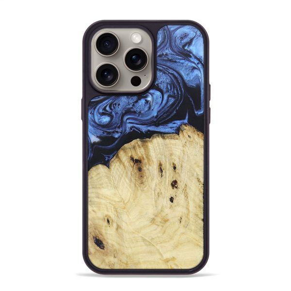 iPhone 15 Pro Max Wood+Resin Phone Case - Jasmin (Blue, 663188) Sale