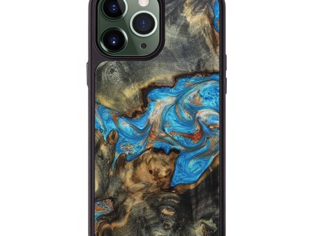 iPhone 13 Pro Max Wood+Resin Phone Case - Aaron (Teal & Gold, 663575) Cheap