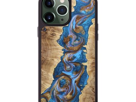 iPhone 13 Pro Max Wood+Resin Phone Case - Bethany (Teal & Gold, 664781) Discount