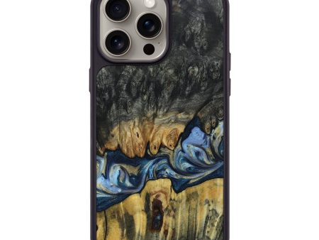 iPhone 15 Pro Max Wood+Resin Phone Case - Jermaine (Teal & Gold, 661867) Sale